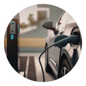 Carro elétrico sendo recarregado.