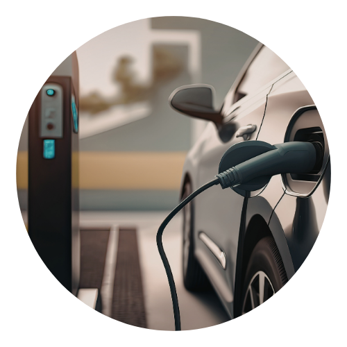 Carro elétrico sendo recarregado.