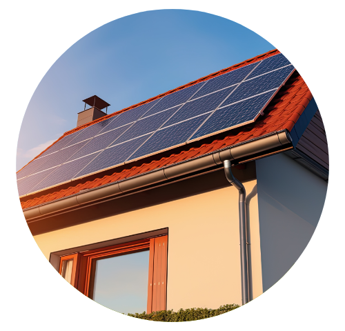 Telhado de residência com instalação de sistema solar.